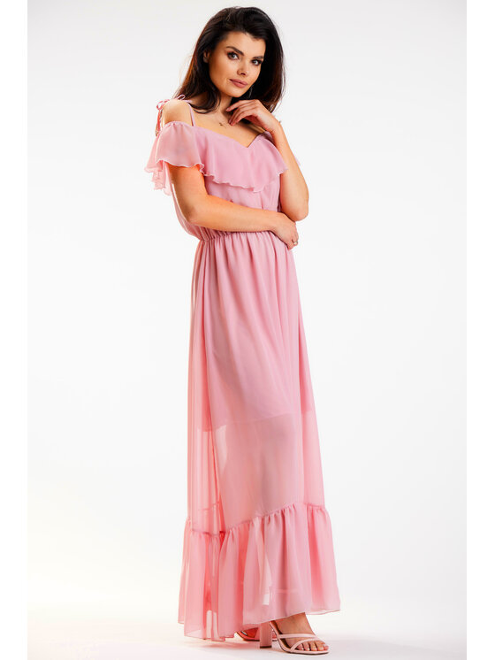 Awama Awama Sukienka letnia A573 Różowy Basic Fit