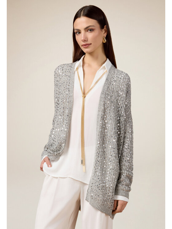 Oltre Oltre Kardigan M408E001754N013 Szary Baggy Fit