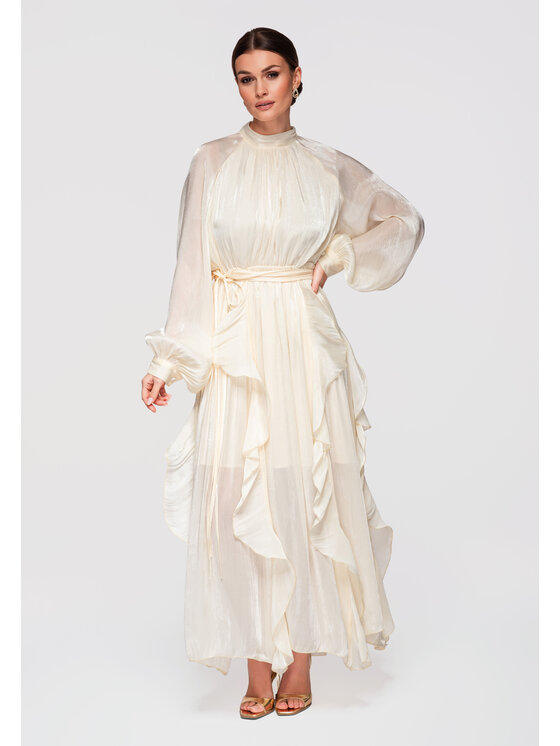 Ombre Ombre Sukienka wieczorowa LA-OM-DLR301 Kremowy Loose Fit