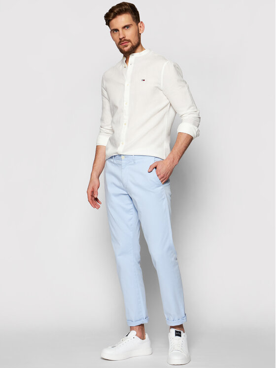 Tommy Jeans Marškiniai Tjm Mao Linen Blend DM0DM10617 Balta Slim Fit •  Modivo.lt