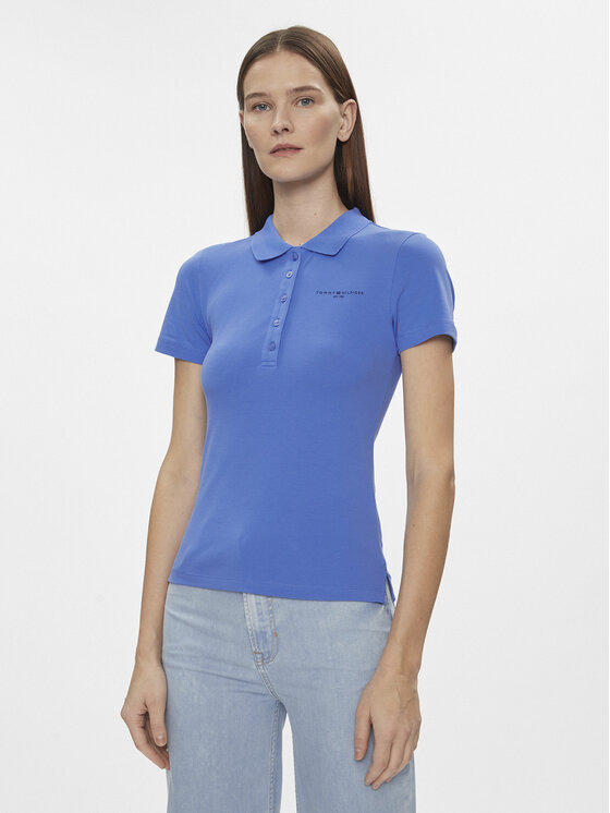 Tommy Hilfiger Tommy Hilfiger Polo Slim Mini Corp Logo Polo Ss WW0WW41032 Σκούρο μπλε Slim Fit