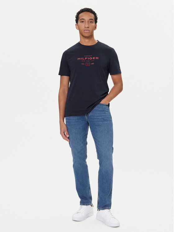 Tommy Hilfiger Tommy Hilfiger Tricou Stack Graphic MW0MW40002 Bleumarin Regular Fit
