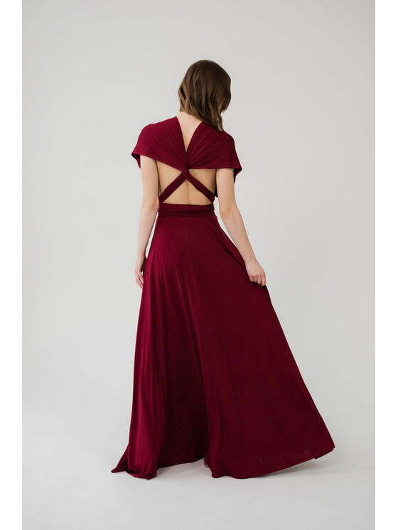ROSE AVENUE ROSE AVENUE Sukienka wieczorowa MULTIWAY Bordowy Long Fit
