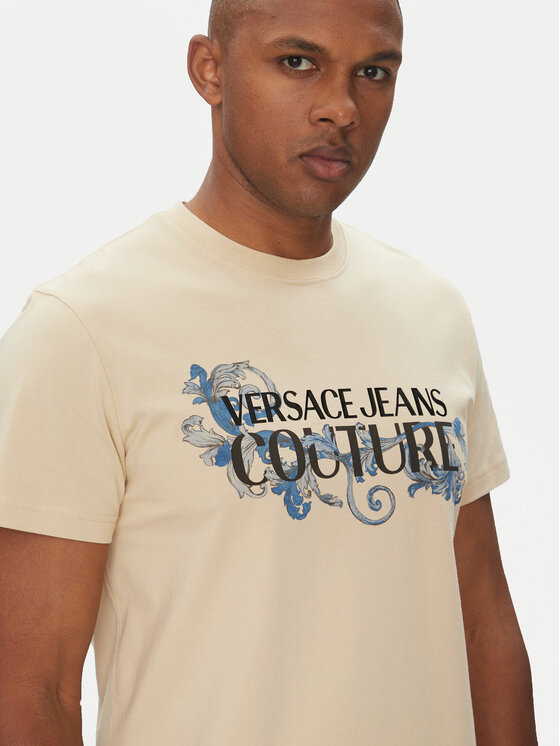 Versace Jeans Couture Versace Jeans Couture T-Shirt 78GAHC05 Beżowy Regular Fit