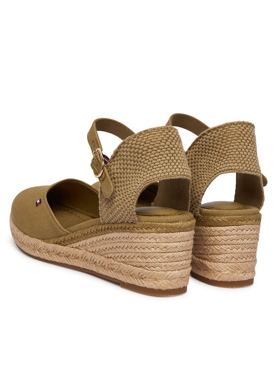 Tommy Hilfiger Tommy Hilfiger Espadryle Mid Wedge Espad Closed Toe FW0FW09233 Brązowy