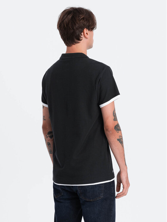 Ombre Ombre Polo OM-POSS-0113 Czarny Fitting Fit