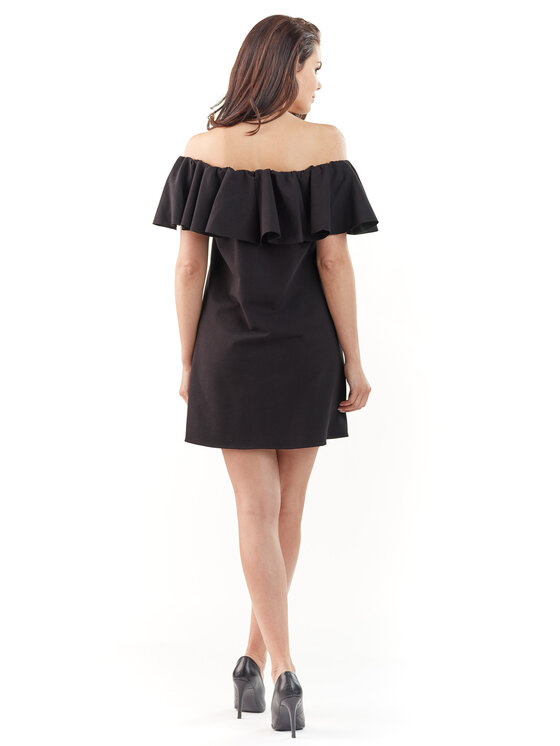 Awama Awama Sukienka letnia L065 Czarny Basic Fit