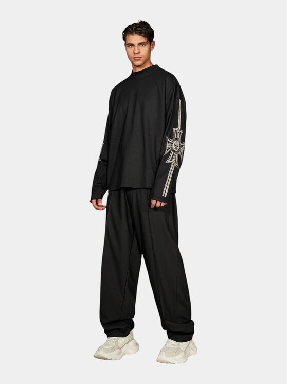 MADE BY SOCIETY MADE BY SOCIETY Longsleeve Saintless Long Sleeve - T17757 Czarny Basic Fit