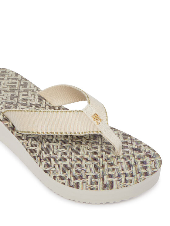 Tommy Hilfiger Tommy Hilfiger Джапанки Monogram Mid Wedge Sandal FW0FW09419 Кремав