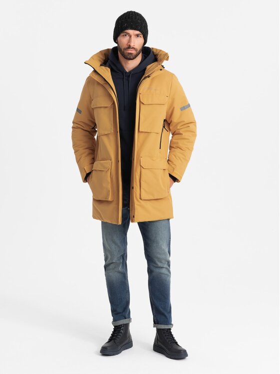 Ombre Ombre Parka OM-JALJ-0169 Żółty Regular Fit