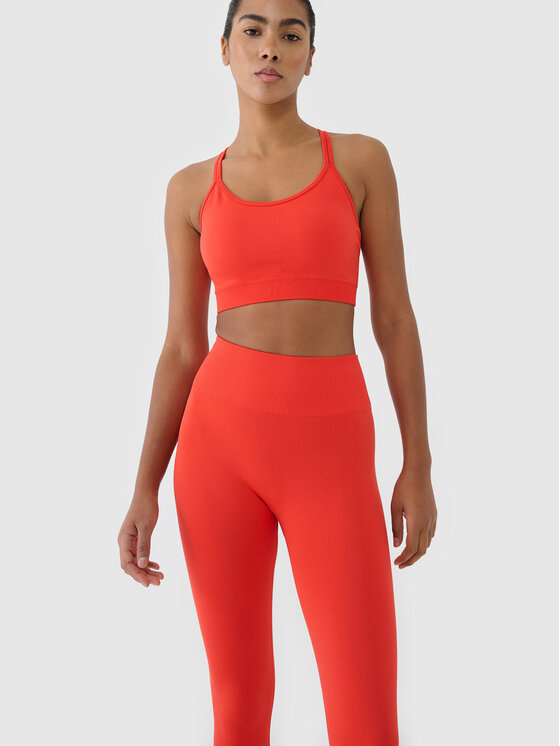 4F 4F Legginsy BASIC+ Czerwony Slim Fit