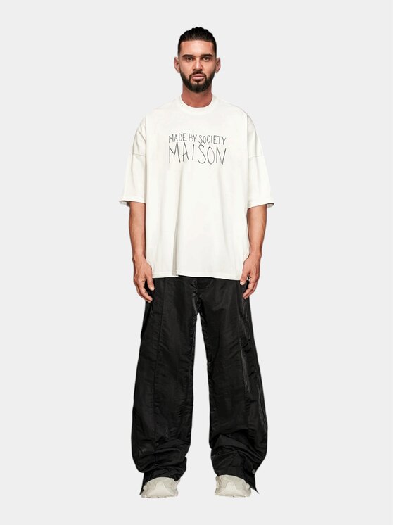 MADE BY SOCIETY MADE BY SOCIETY T-Shirt Maison Blanc - T17985 Biały Basic Fit