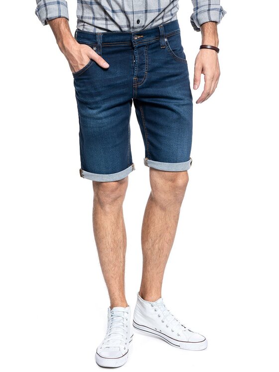 Mustang Mustang Szorty jeansowe CHICAGO SHORT Niebieski Slim Fit