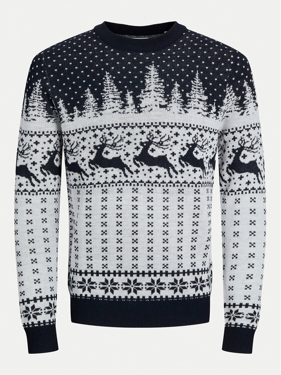 Jack&Jones Jack&Jones Džemper Xmas Gabriel 12266118 Siva Regular Fit
