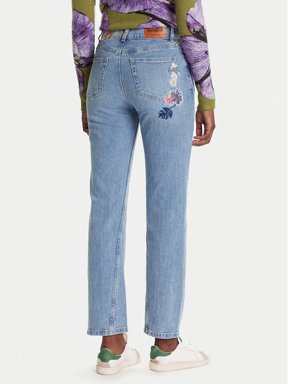 Desigual Desigual Blugi Sunflower 25WWDD23 Albastru Straight Fit