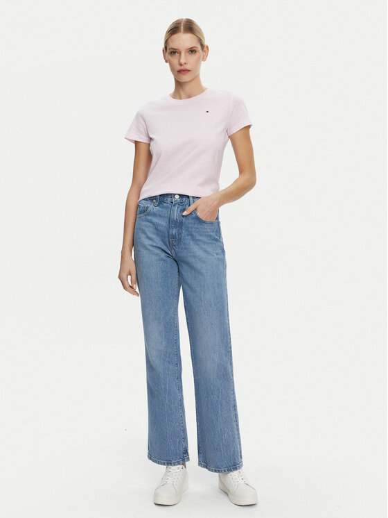 Tommy Hilfiger Tommy Hilfiger Tričko Slub WW0WW44433 Ružová Slim Fit