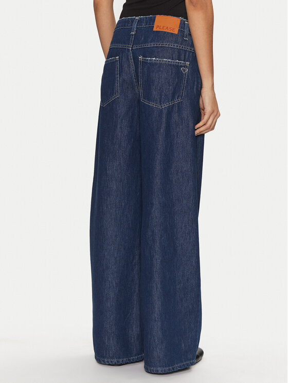 Please Please Τζιν P2O2CQZNRM Μπλε Wide Leg