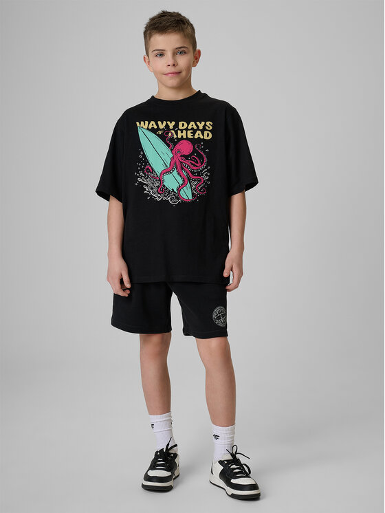 4F 4F T-Shirt WAVE RIDERS CLUB Czarny Loose Fit