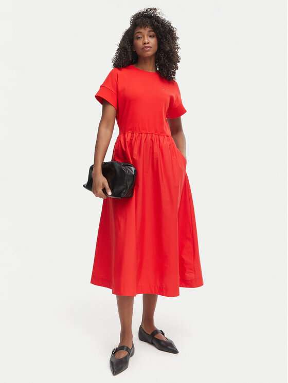 Tommy Hilfiger Tommy Hilfiger Rochie de zi WW0WW51148 Roșu Regular Fit