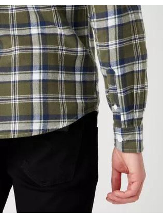 Wrangler Wrangler Koszula LS 1 PKT SHIRT Zielony Regular Fit