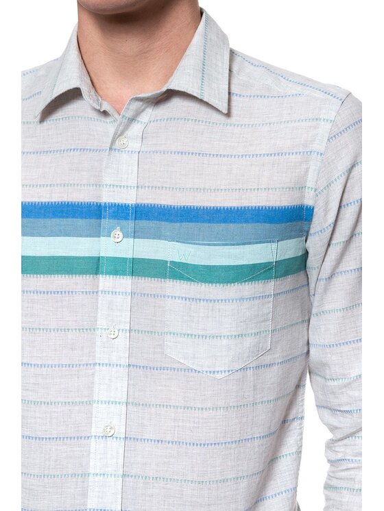 Wrangler Wrangler Koszula LS 1 PKT SHIRT Biały Slim Fit