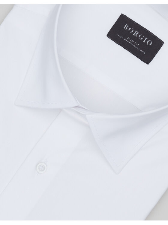 Borgio Borgio Koszula mortara 00643 Biały Slim Fit