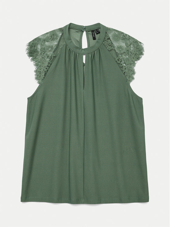 Vero Moda Vero Moda Bluzka Milla 10226072 Zielony Regular Fit