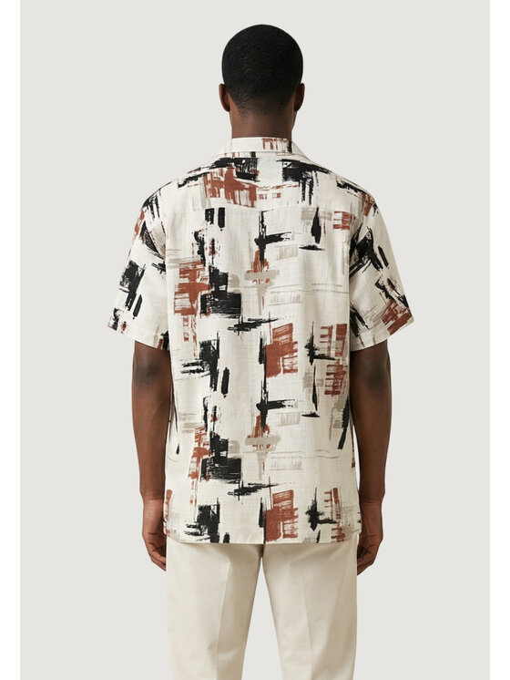 Antony Morato Antony Morato Camicia HONOLULU RELAXED STRAIGHT FIT WITH LOGOED METAL BADGE Beige Relaxed Fit