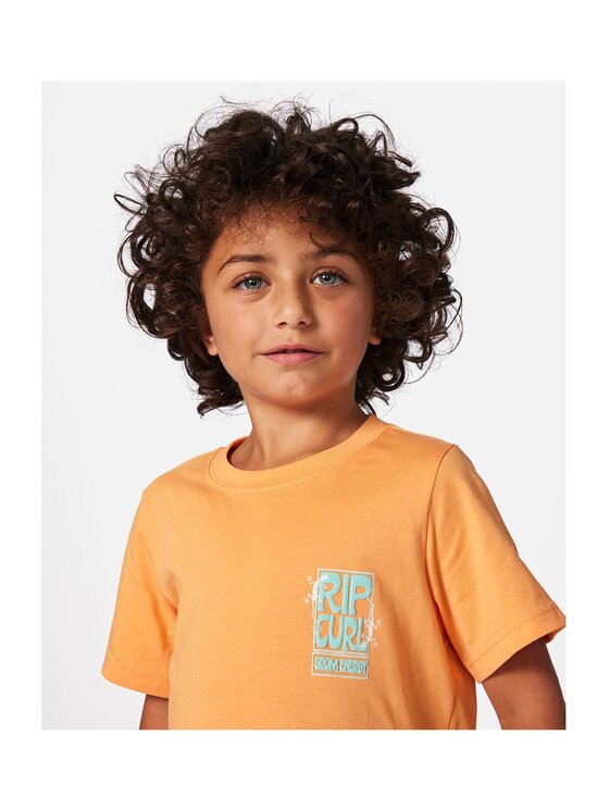 Rip Curl Rip Curl T-Shirt Grom Energy Logo Tee - Boy Pomarańczowy Standard Fit