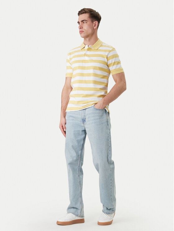 Guess Jeans Guess Jeans Тениска с яка и копчета M6GP00 KCOT1 Жълт Regular Fit