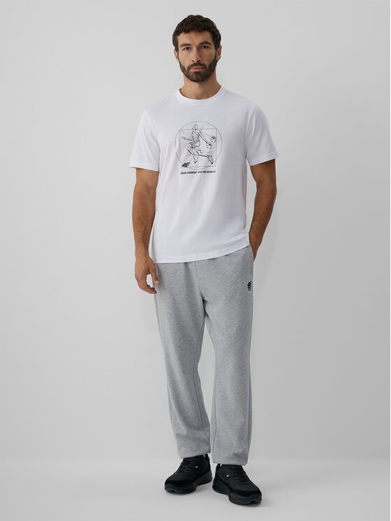 4F 4F T-Shirt STUDIO 4F Biały Regular Fit