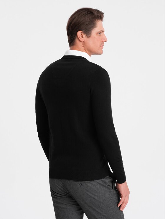 Ombre Ombre Sweter OM-SWSW-0102 Czarny Regular Fit