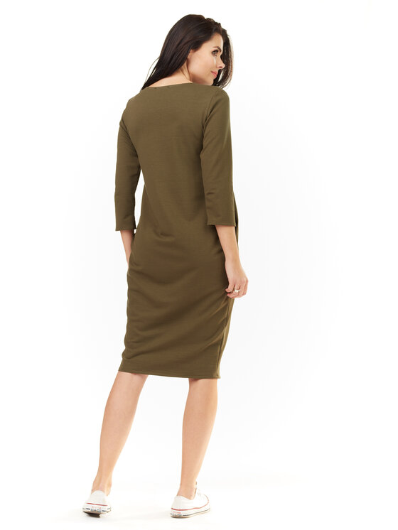 Awama Awama Sukienka dzianinowa L059 Khaki