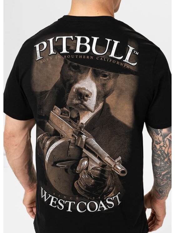 PITBULL PITBULL T-Shirt Koszulka męska TOMMY GUN XL Czarny Regular Fit