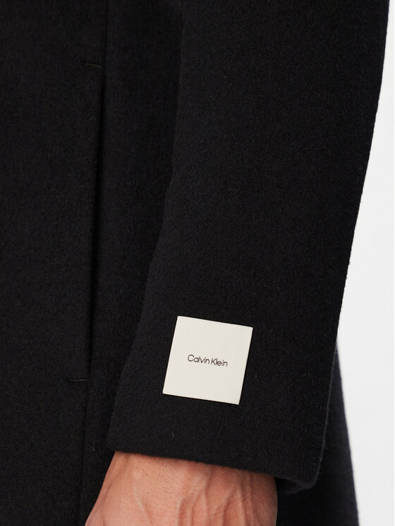 Calvin Klein Calvin Klein Płaszcz wełniany LV04LD457G Czarny Regular Fit