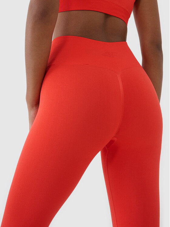 4F 4F Legginsy BASIC+ Czerwony Slim Fit