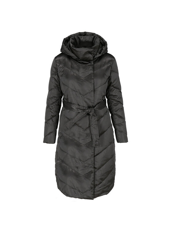 Perso Perso Zimní kabát wiązany puchowy Černá Slim Fit