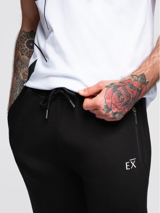 Ombre Ombre Spodnie dresowe OM-PASK-0223 Czarny Regular Fit