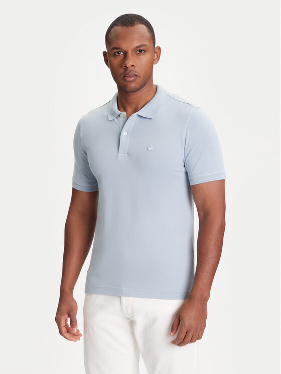 United Colors Of Benetton United Colors Of Benetton Тениска с яка и копчета 3WG9U301Z Син Slim Fit