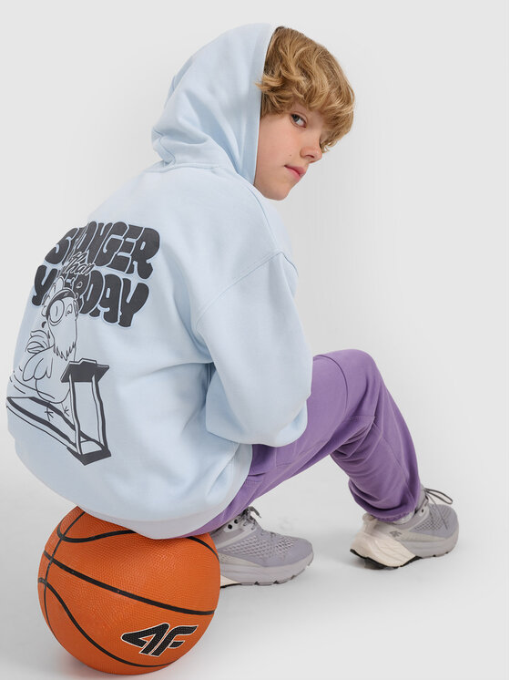 4F 4F Bluza SELF CARE Niebieski jasny Oversize