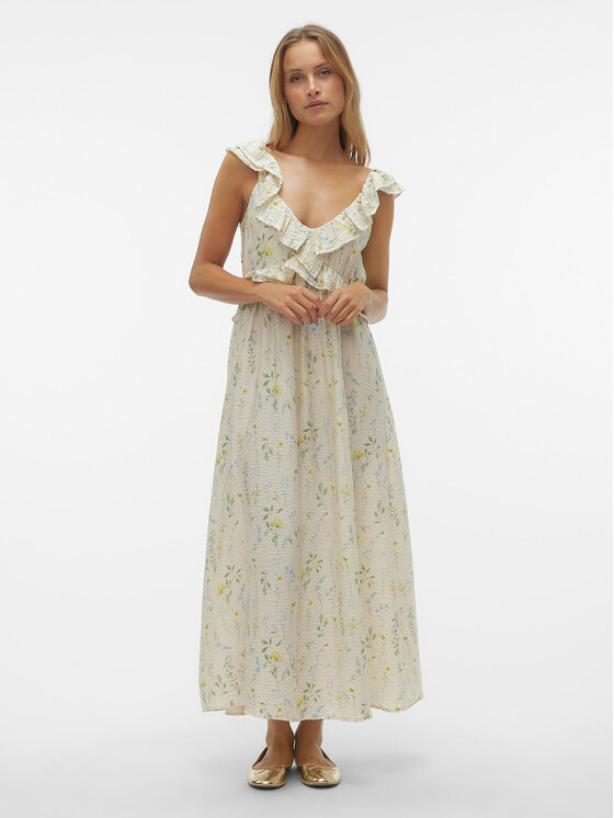 Vero Moda Vero Moda Sommerkleid Josie 10303761 Écru Regular Fit