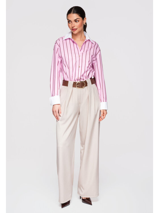 Ombre Ombre Spodnie materiałowe OW-PACP-0101 Beżowy Relaxed Fit