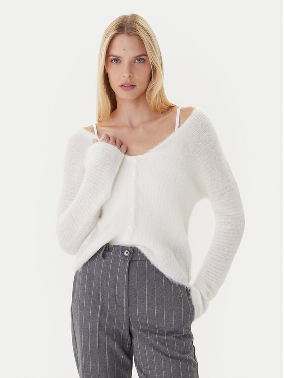 Calvin Klein Calvin Klein Kardiganas LV044D344G Balta Regular Fit