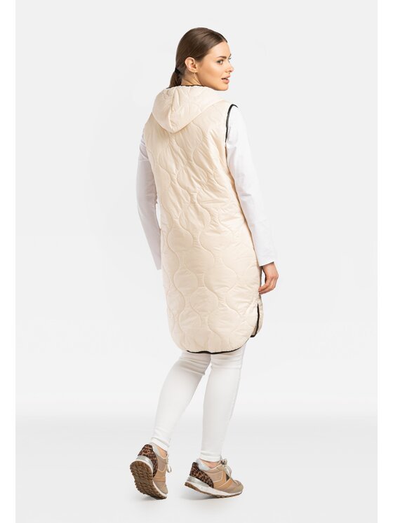 Perso Perso Bezrękawnik BLE230000F Beżowy Regular Fit