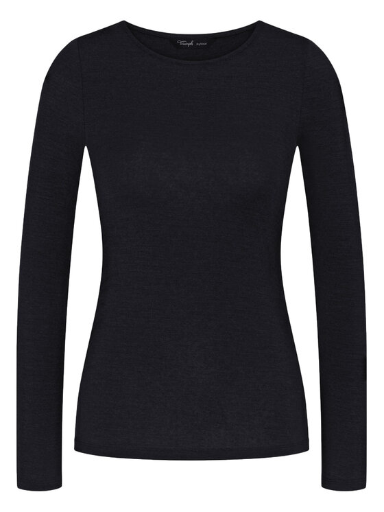 Triumph Triumph Μπλουζάκι πιτζάμας Beauty Layers 10225656 Μαύρο Slim Fit
