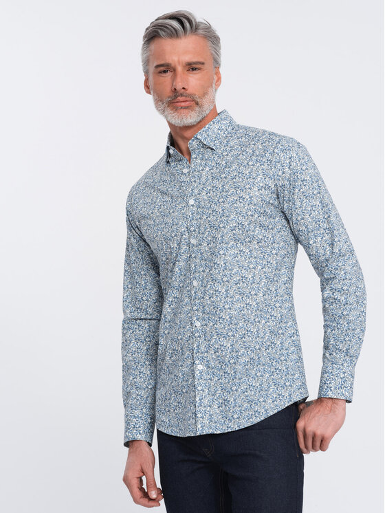 Ombre Ombre Košile OM-SHPS-0163 Šedá Slim Fit