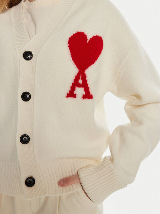 AMI PARIS AMI PARIS Strickjacke BFUKC002018 Écru Regular Fit
