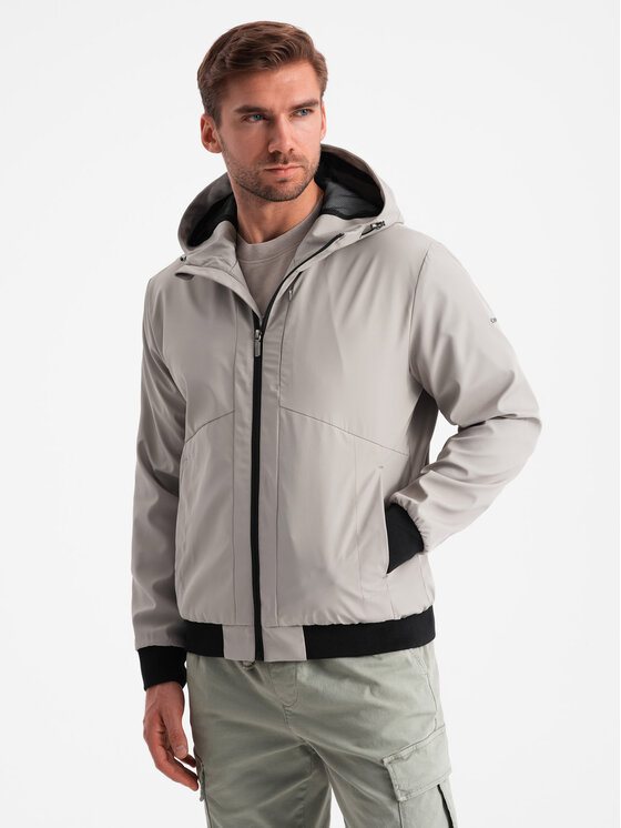 Ombre Ombre Bunda pro přechodné období OM-JANP-0149 Šedá Regular Fit