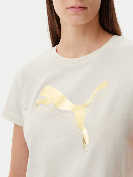Puma Puma Marškinėliai Essentials Metallic 684995 Smėlio Regular Fit