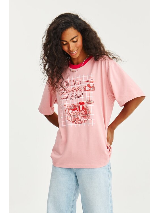 NAOKO NAOKO T-Shirt Bubbles and Bliss Różowy Regular Fit